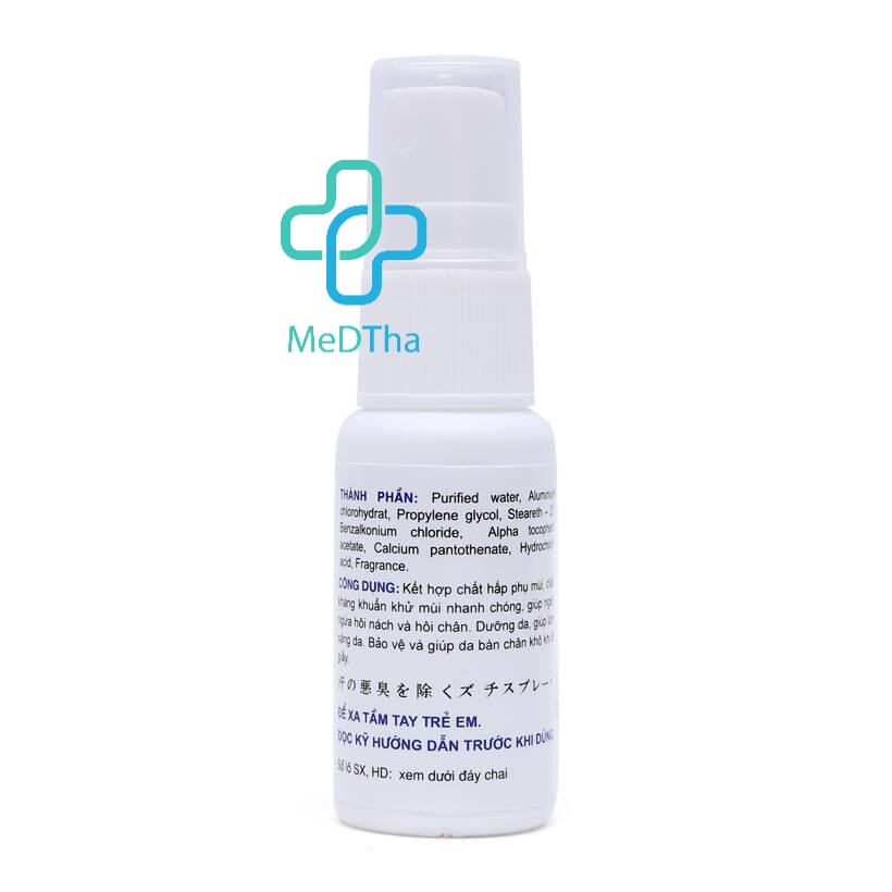 Zuchi xịt nách - Xịt khử mùi cơ thể, dưỡng trắng da, giảm tiết mồ hôi (Chai 20ml) Dược Hoa linh [Chính hãng]