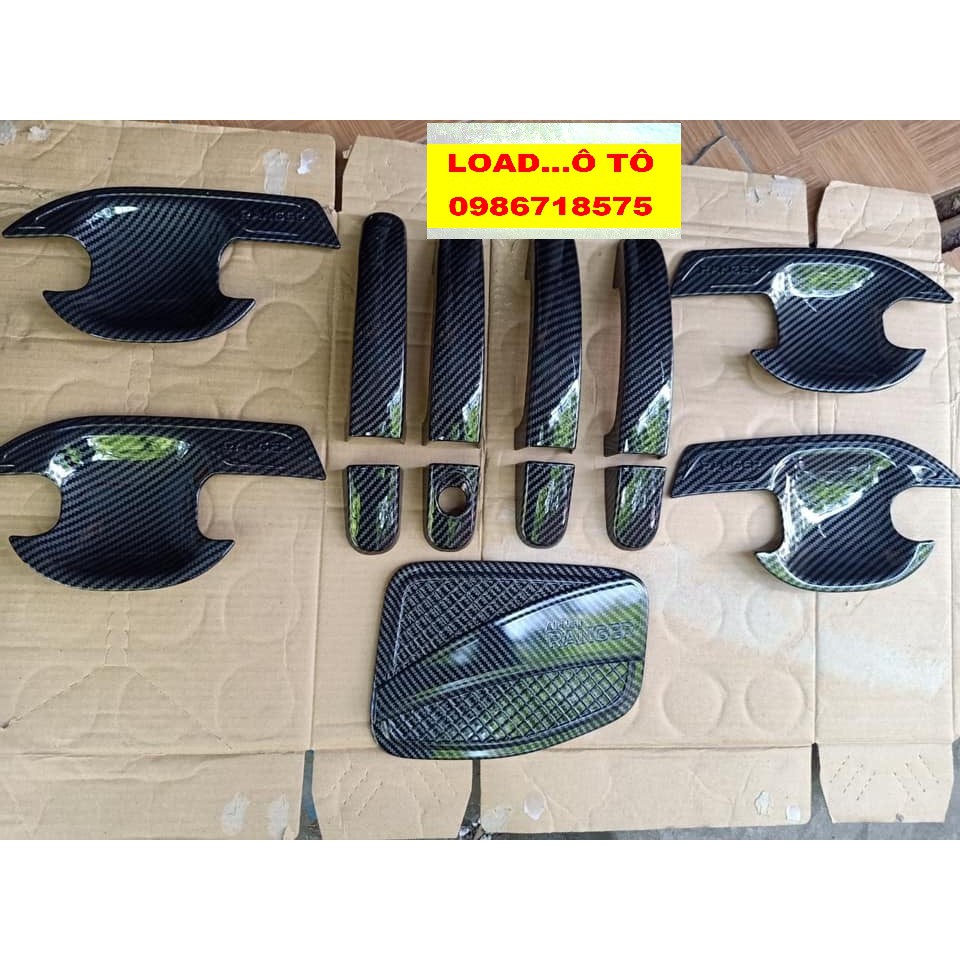 Ốp Tay Hõm, Nắp Xăng Ford Ranger 2022-2016 Vân Carbon cao Cấp