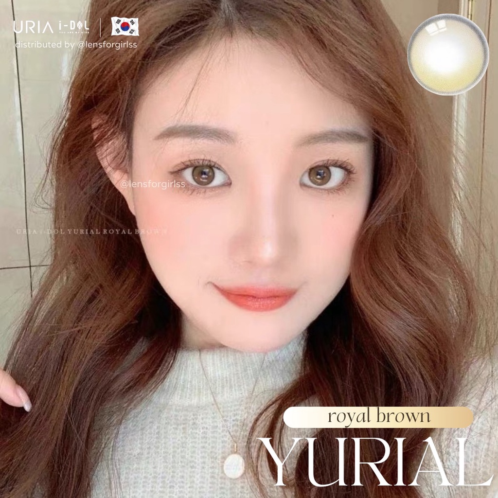 Kính áp tròng cao cấp hiệu ứng phủ bóng hot trend Yurial Royal Brown chính hãng IDOL LENS | HSD 8-12 tháng | Lens cận