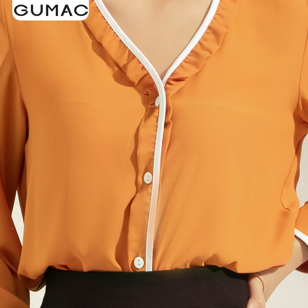 Áo sơ mi nữ cổ viền trắng bèo GUMAC đồ công sở thanh lịch, đủ màu AA1119