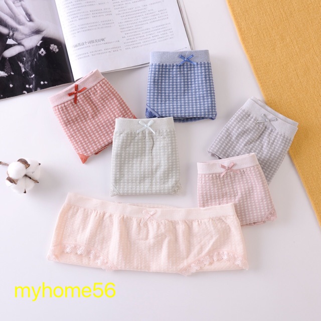 [SIÊU DÃN] SET 10 quần lót cotton dãn 4 chiều  kẻ ô cao cấp