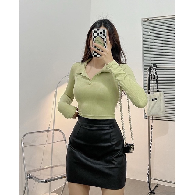 POLO CROPTOP TAY DÀI▪Áo Polo tay dài chất dày dặn