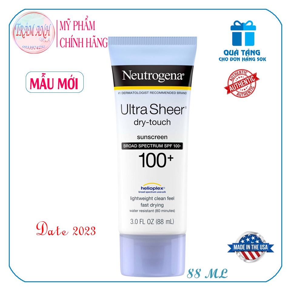 Kem chống nắng Ultra sheer dry touch with spf 100+ (88ml)