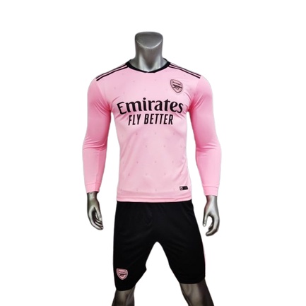 Quần áo bóng đá ARSENAL 22-23 màu hồng tay dài CÓ IN tên số