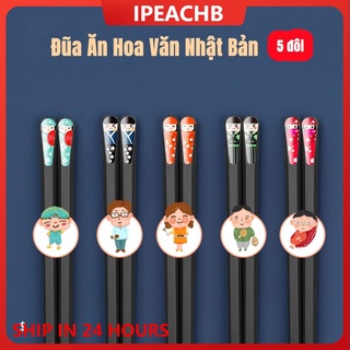 Bộ 5 Đôi Đũa Ăn Nhật Bản Cao Cấp Chống Mốc Kháng Khuẩn Chống Nhiệt Chống Trượt Original Design