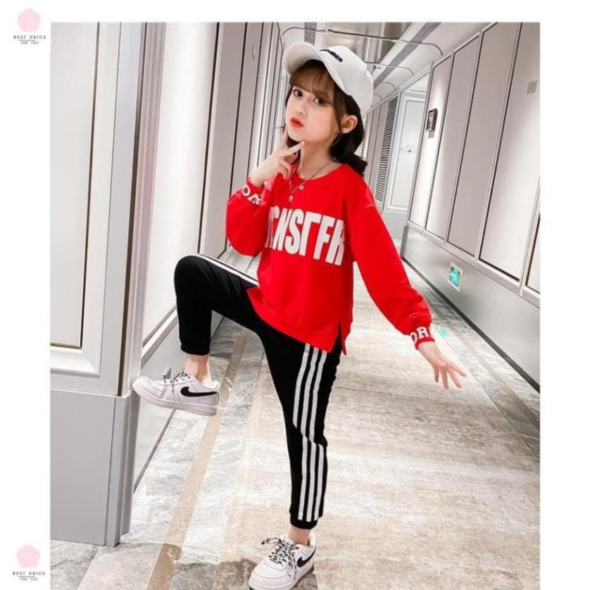 [CÓ SẴN] Set Áo Thun Tay Dài & Quần Dài Cho Nữ ☑️  Bộ đồ thu đông cho bé gái (3 - 12 tuổi)  ☑️ quần 