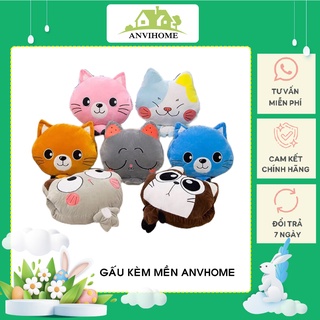 Bộ chăn gối văn phòng, Gối mền văn phòng, Gấu bông có chăn, Gấu bông 3in1 Anvihome hình Mèo, Cún Shiba, Sư tử