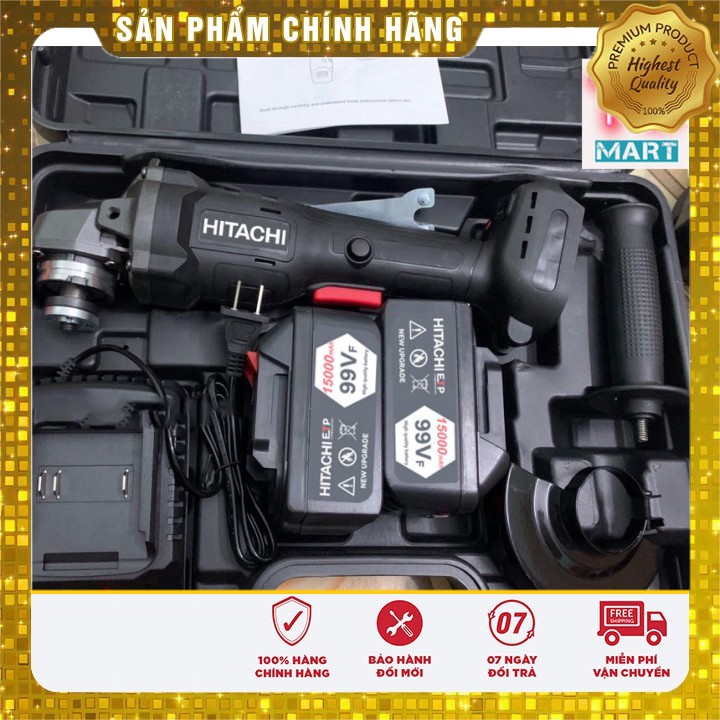 [ FREE SHIP ] Máy mài, máy cắt cầm tay dùng pin HITACHI 99V 2 cấp độ, không chổi than, lõi đồng tặng đá cắt và đá mài