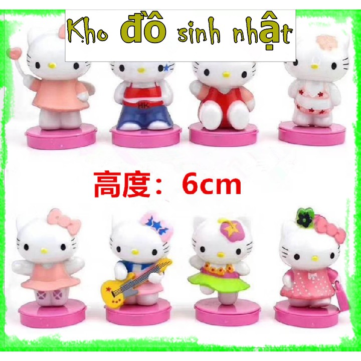 [♥TặngQuà♥] Bộ 8 mô hình mèo Hello kitty - Trang trí bánh kem, trang trí bánh Gato