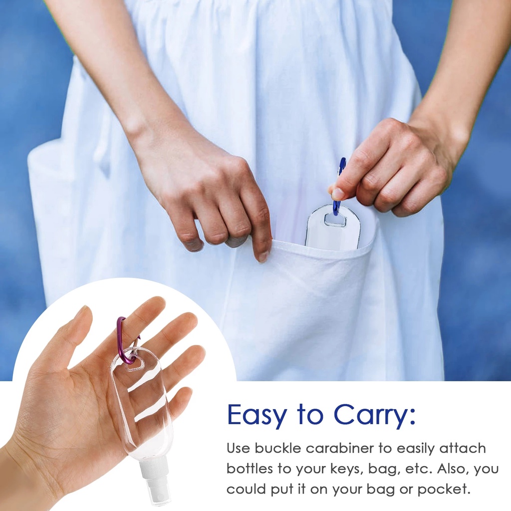 Bình xịt rửa tay mini trong suốt chống rò rỉ kèm móc khóa