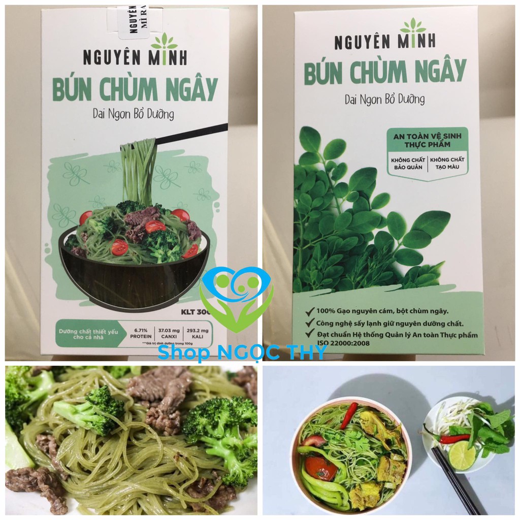 Bún chùm ngây gạo lứt nguyên cám Nguyên Minh 300gr, bún lức chùm ngây ăn kiêng giảm cân