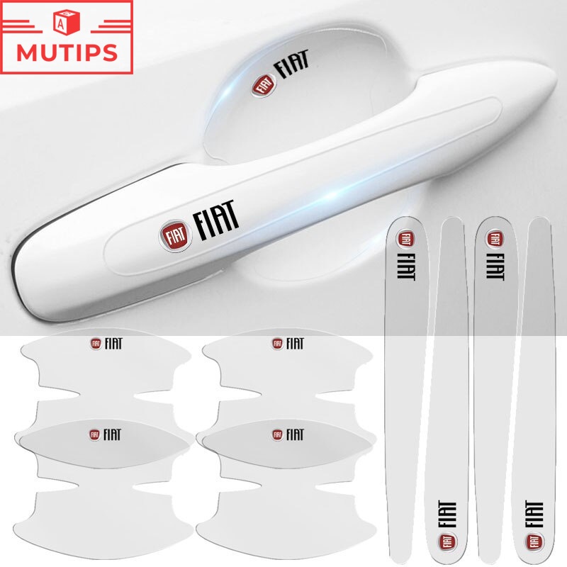 Bộ 8 Miếng Dán Trong Suốt Bảo Vệ Tay Nắm Cửa Xe Hơi Fiat Punto Palio Argo Stilo Strada Mobi Uno Toro 500 Bravo