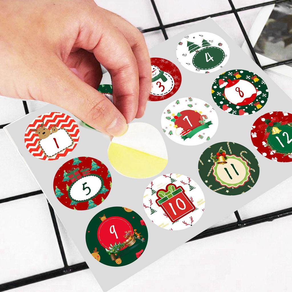 24 Nhãn Dán Trang Trí Quà Giáng Sinh Hình Người Tuyết