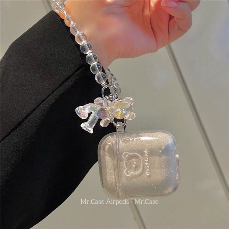 Case Airpods 1/2 Pro Vỏ Ốp Đựng Tai Nghe Dẻo Gấu Pha Lê Kèm Dây - Mr.Case