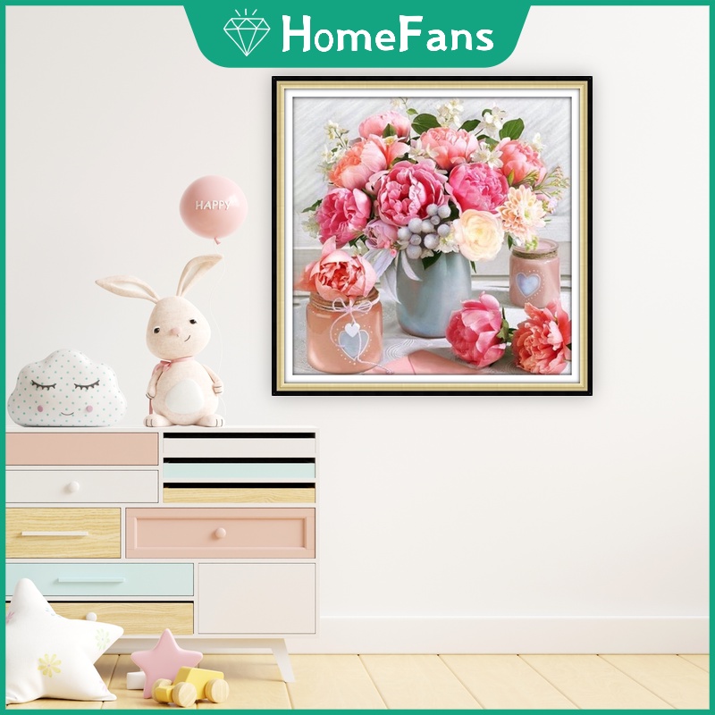 Bộ Tranh Đính Đá 5D Tự Làm 30x30cm / 40x40cm / 50x50cm Hình Hoa Hồng Và Hoa Tulip Trang Trí Nhà Cửa
