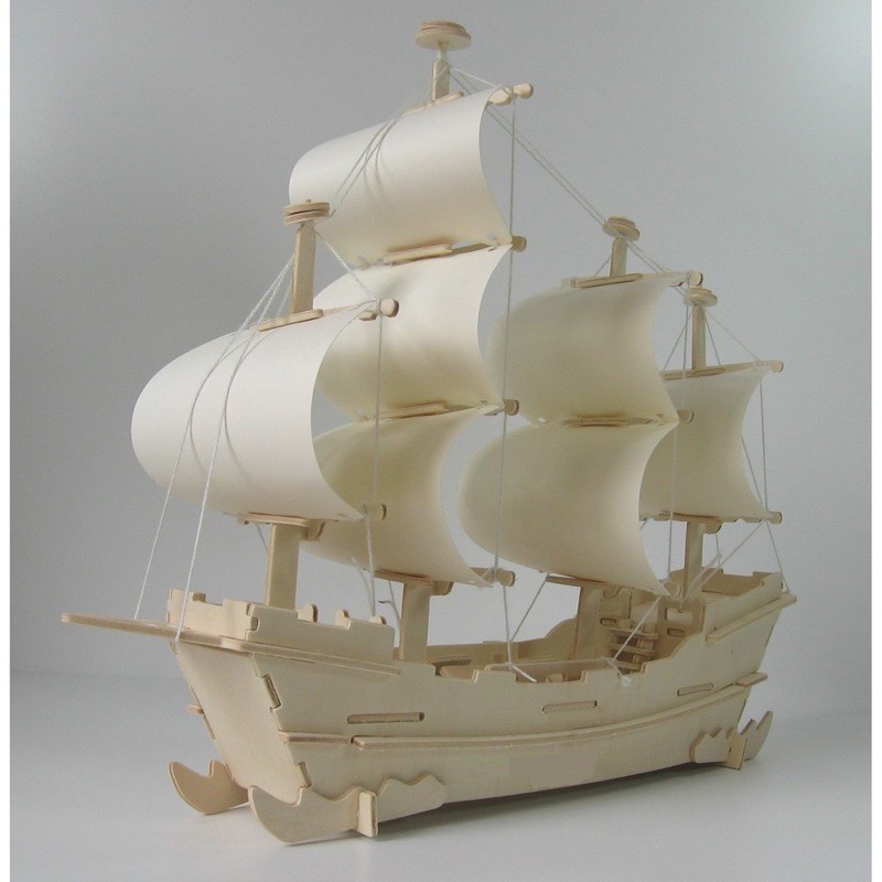 Mô hình lắp ghép thuyền lớn bằng gỗ 3d
