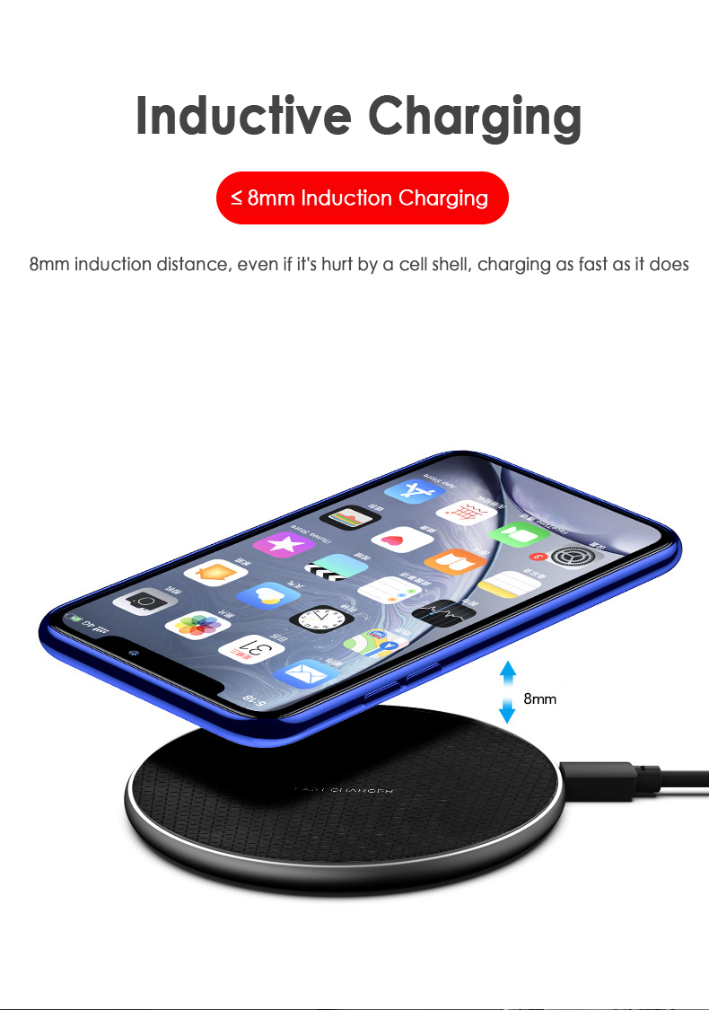 Đế Sạc Nhanh Không Dây 20w Cho Iphone 11 Xs Max X Xr 8 Plus 10w Dùng Cho Ulefone Doogee Samsung Note 9 Note 8 S10 Plus (Vcd01)