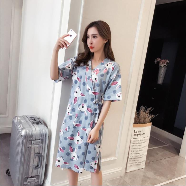 Áo choàng ngủ nữ cotton 🌿 Kimono ngủ mặc nhà nhiều họa tiết dễ thương 🌿 IVY014 ! | BigBuy360 - bigbuy360.vn