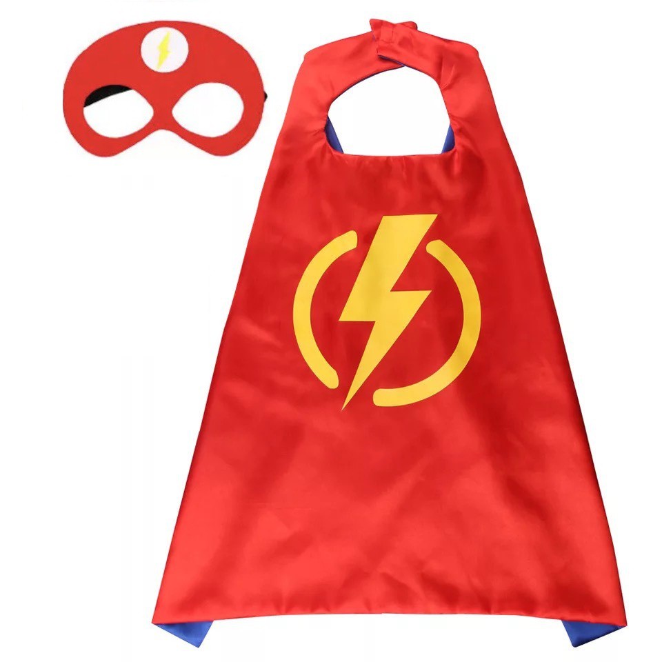 Áo choàng siêu nhân cho bé trai hóa trang siêu nhân tia chớp the flash kèm mặt nạ che mắt hm03616