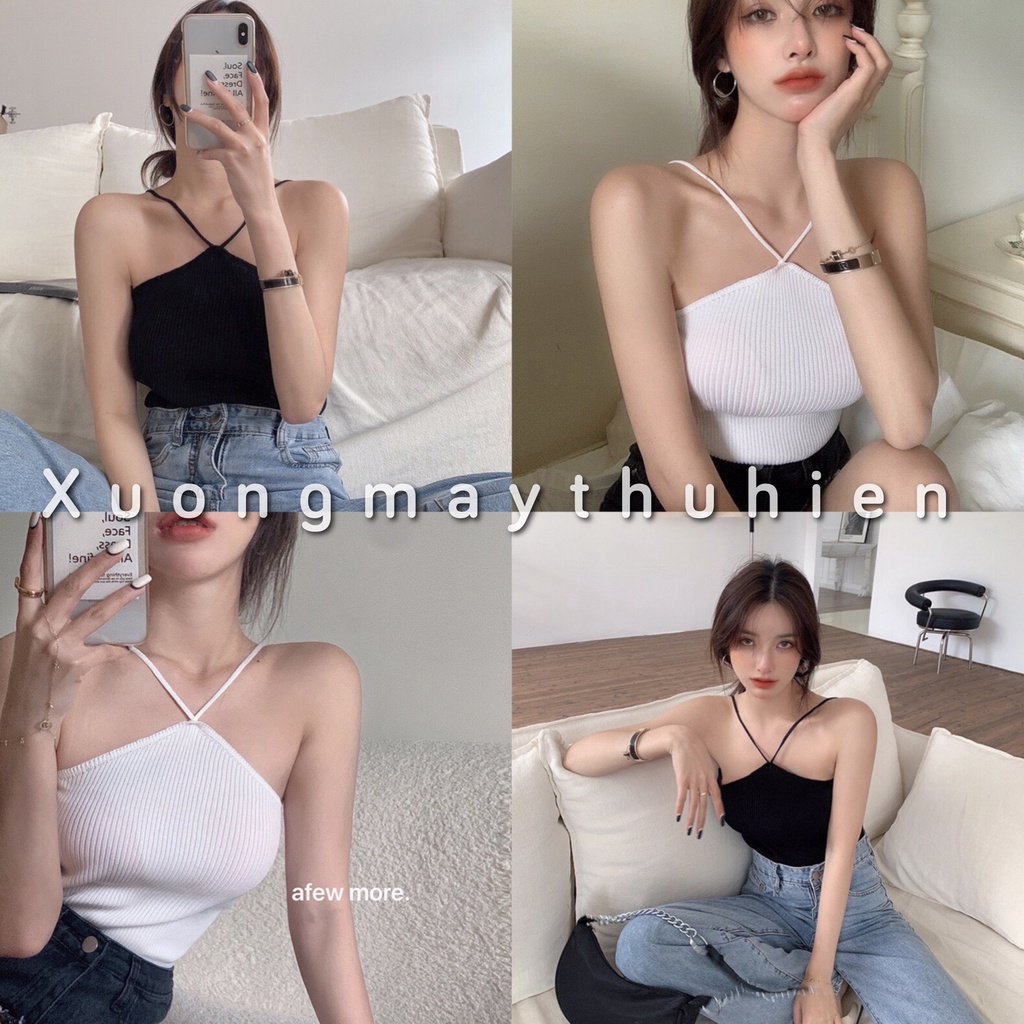 Áo yếm trơn ôm body quyến rũ 2 màu mặc tôn dáng/ Áo croptop nữ trẻ trung năng động dễ phối đồ_xuongmaythuhien