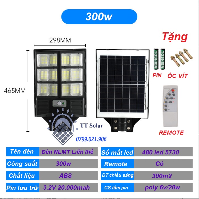 Đèn Năng Lượng Mặt Trời, Đèn Led Năng Lượng Mặt Trời sân vườn liền thể kép 1000w,700W,400W,300W,Cảm Biến Chuyển Động