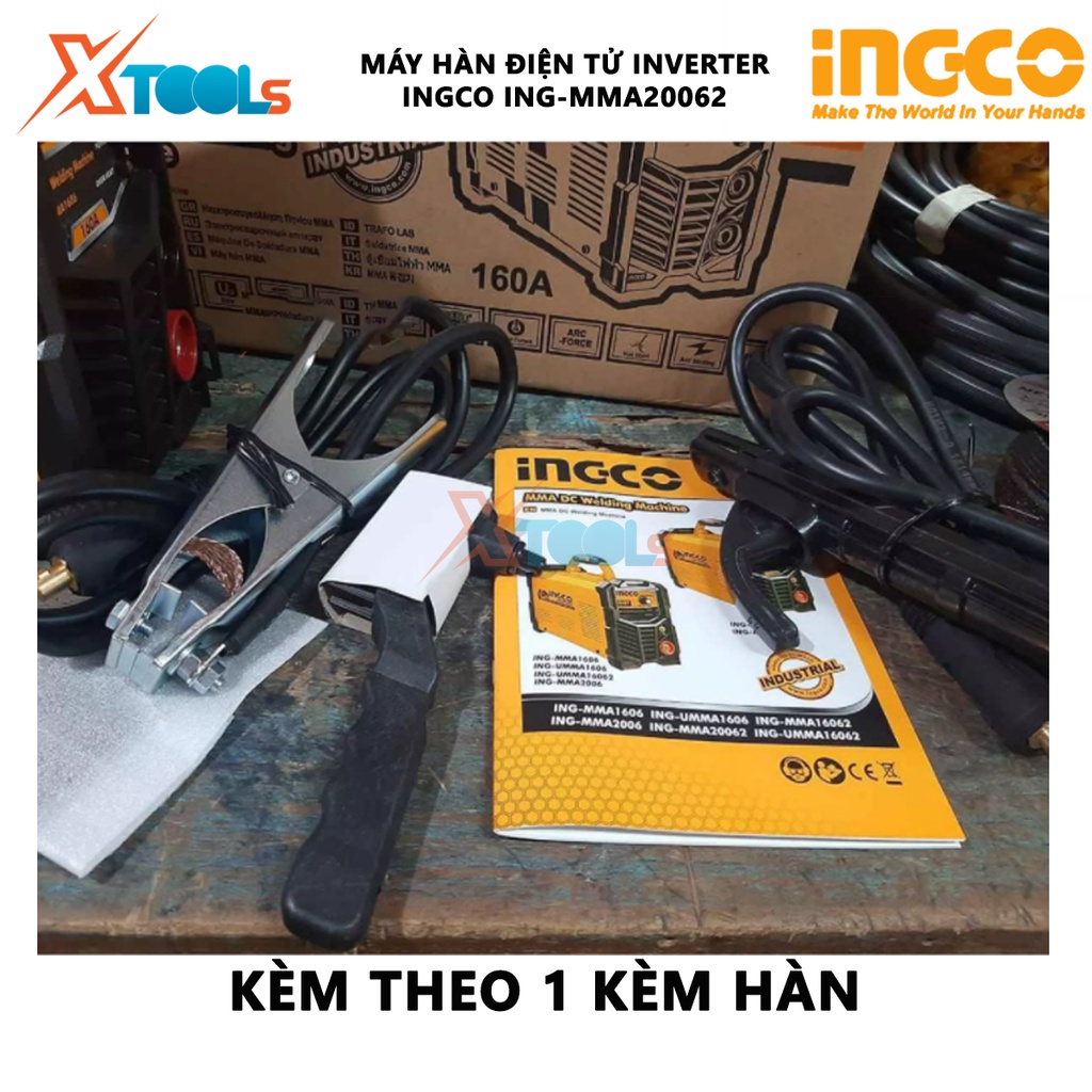 Máy hàn điện tử Inverter INGCO ING-MMA20062 | Máy hàn que điện tử Điện áp ra tối đa 200A Công nghệ IGBT Inverter Điện th