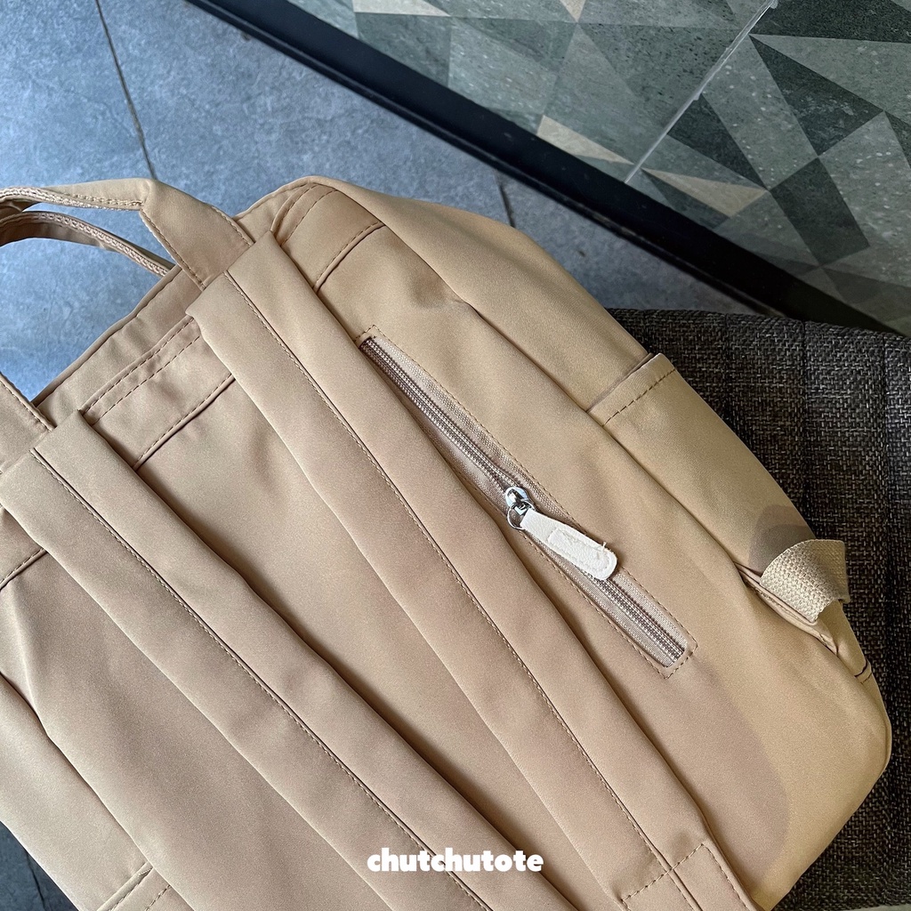 BL226/Balo màu beige thời trang dễ thương đi học đi chơi nhiều ngăn phong cách ulzzang Hàn Quốc