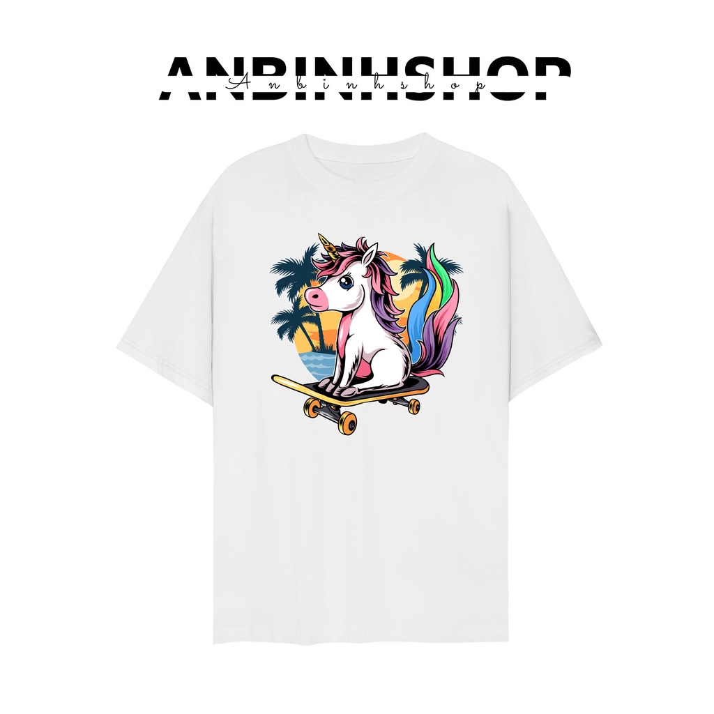 Áo thun - Áo phông nam nữ in hình Ngựa Pony lướt ván dễ thương