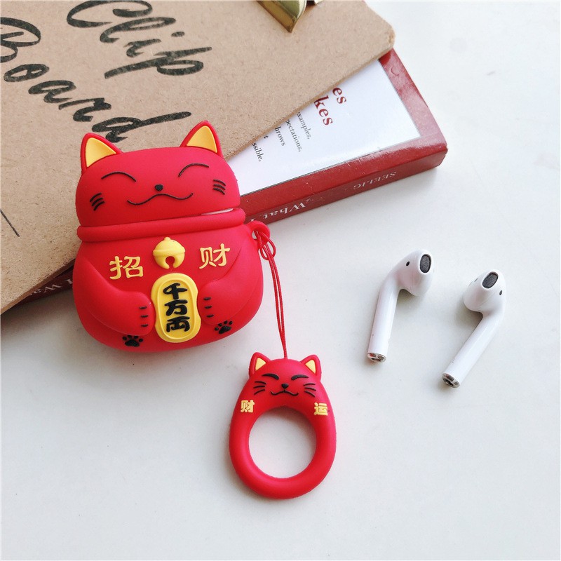 Vỏ bảo vệ bao đựng tai nghe case airpods 1, 2 chống va đập - Case Mèo Thần Tài