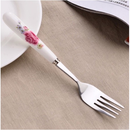 Thìa , dĩa cafe cán sứ inox