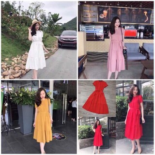 Đầm tầng xòe nơ eo xinh xắn