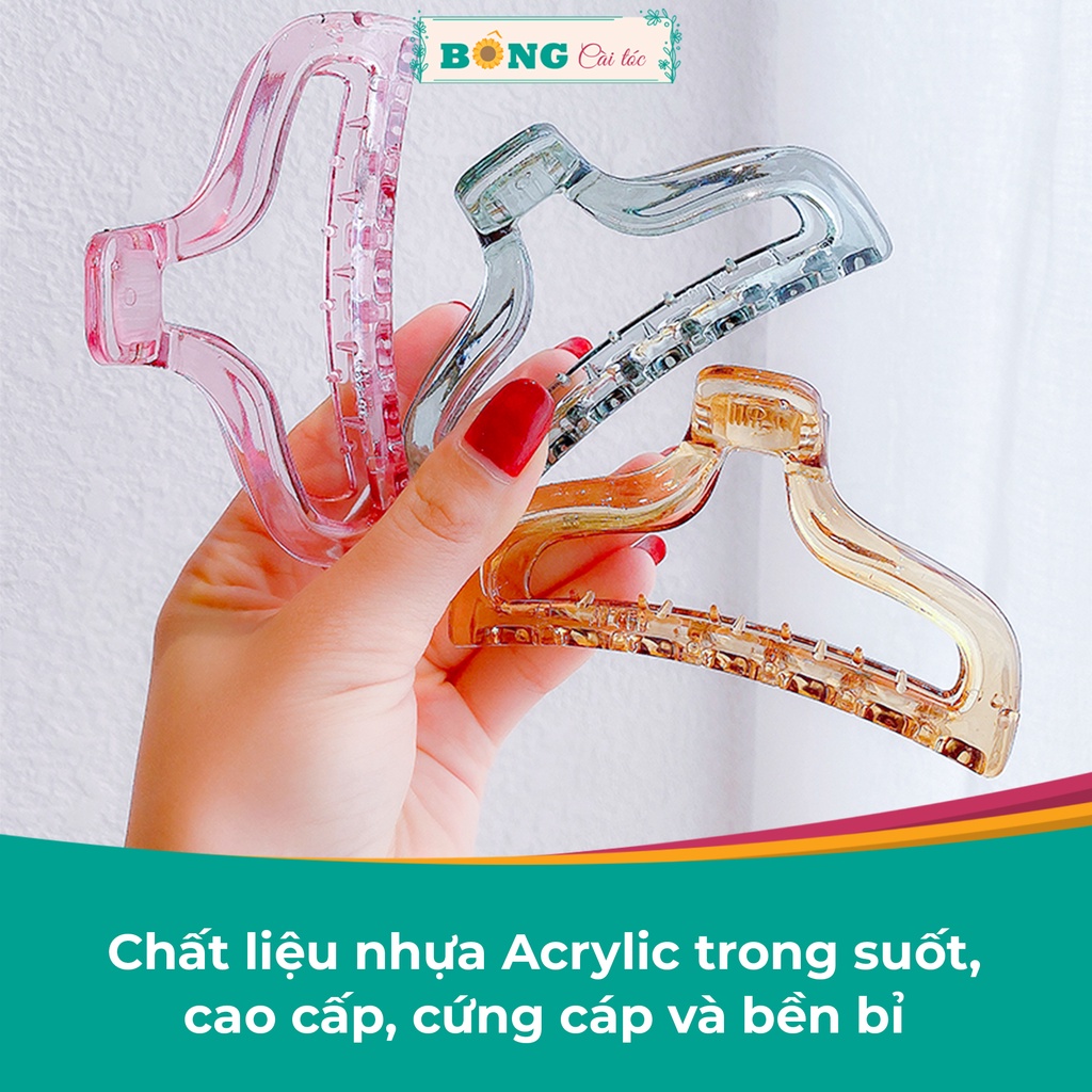 Kẹp càng cua màu clear phong cách Hàn Quốc chất liệu nhựa acrylic KN90 - kẹp tóc BÔNG Cài Tóc