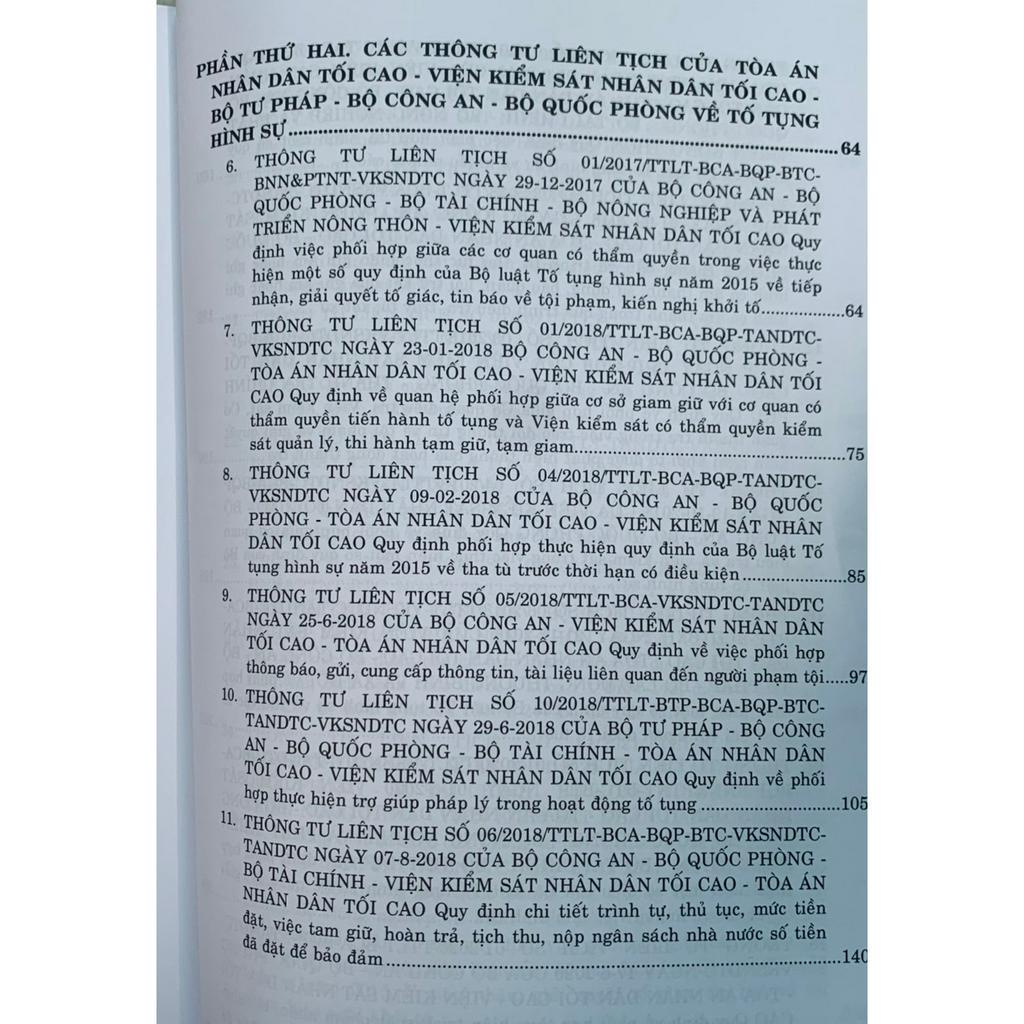 Sách- Các thông tư liên tịch của Tòa án nhân dân tối cao-Viện kiểm sát NDTC-Bộ Tư pháp-Bộ Công an - Bộ Quốc phòng
