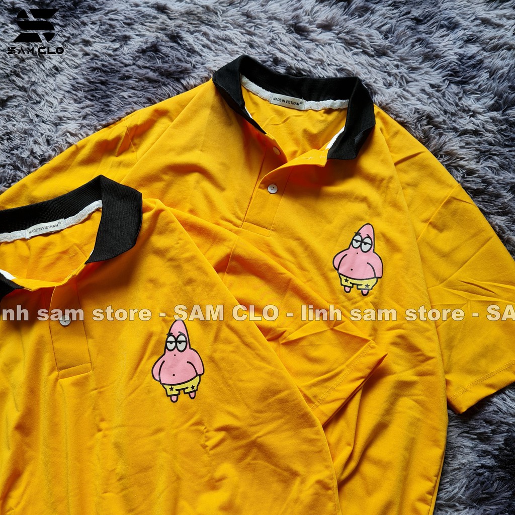 Áo thun POLO nữ tay lỡ có cổ phông form rộng freesize unisex mặc đi học, cặp, nhóm, lớp in hình sao biển Patrick Star