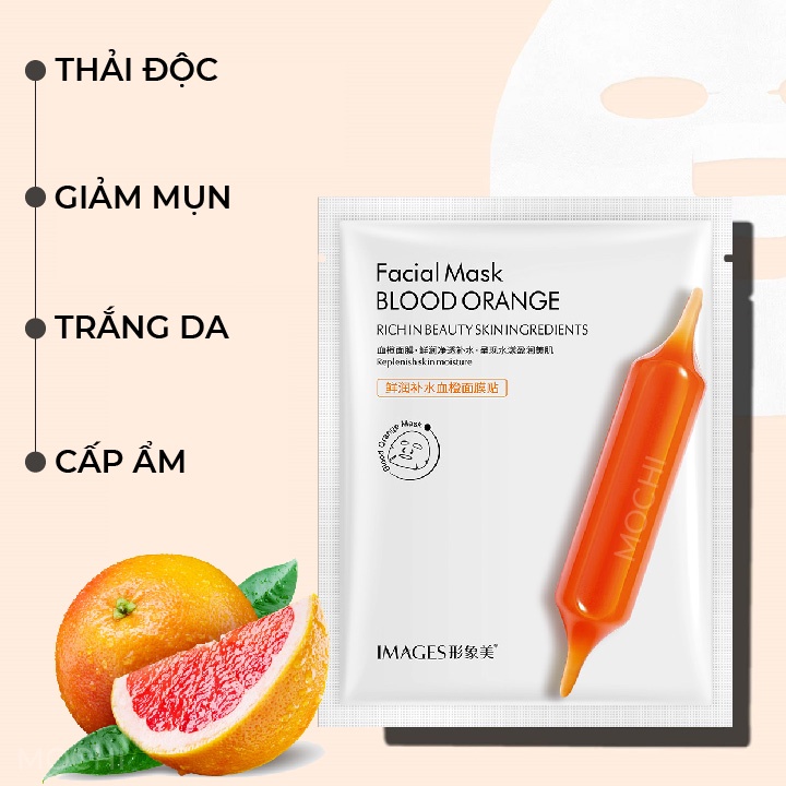 Mặt Nạ Cam Đỏ Ngừa Mụn Kiềm Dầu l Dưỡng Trắng Da l Cấp Ẩm Mask Giấy Đắp Mặt Blood Orange Images Nội Địa Trung MOCHI SHOP