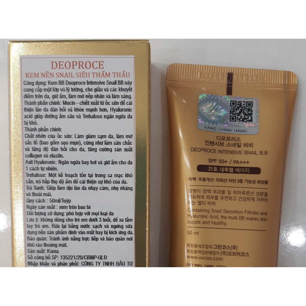 Kem nền Snail siêu thẩm thấu Deoproce 50ml (MP7681)