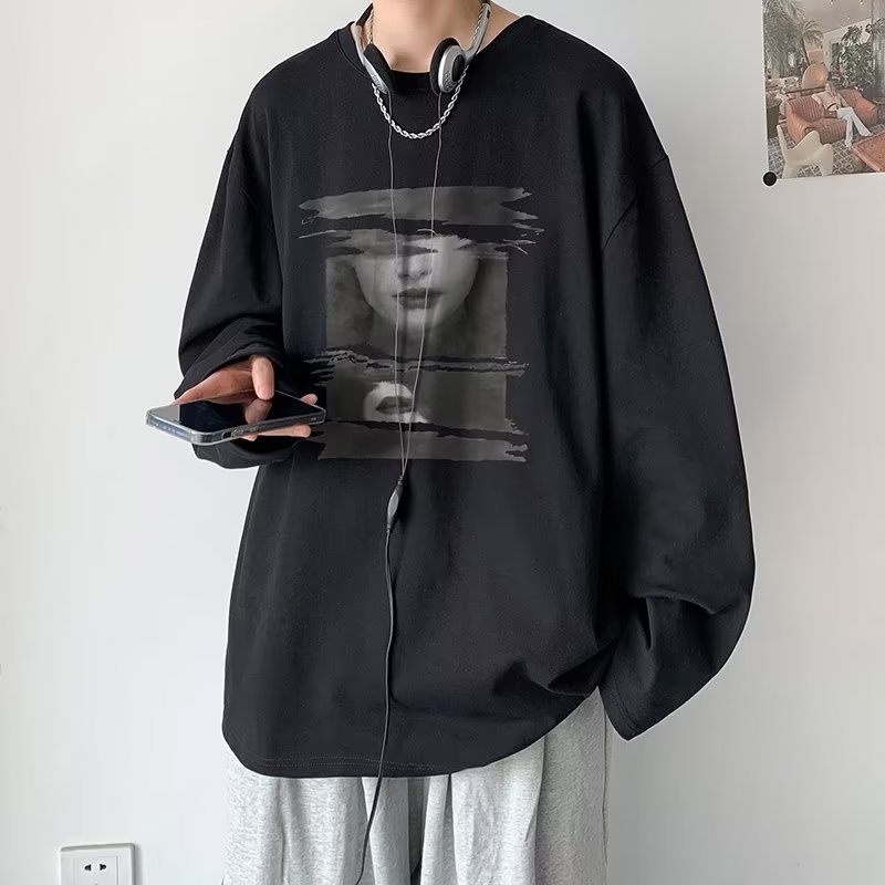 Áo Thun Tay Dài Oversize Chất Liệu Cotton In Họa Tiết Mỹ Thời Trang Mùa Hè Cho Nam Và Nữ SIze M-8XL