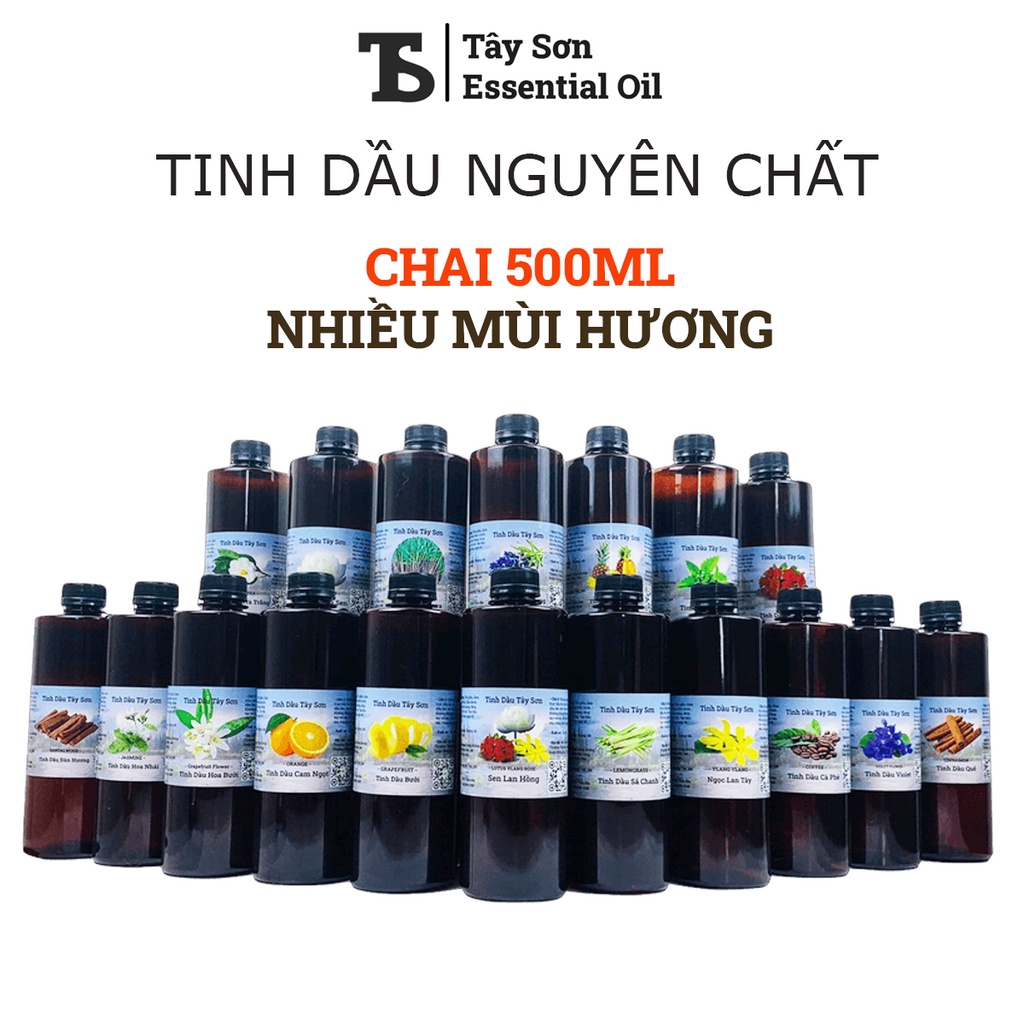 MUA 1 TẶNG 1 - Chai 500ML 18 Mùi Tinh Dầu Tự Nhiên Nguyên Chất Khử Khuẩn Thơm Phòng Sang Trọng Sả Sả Chanh Quế Cam