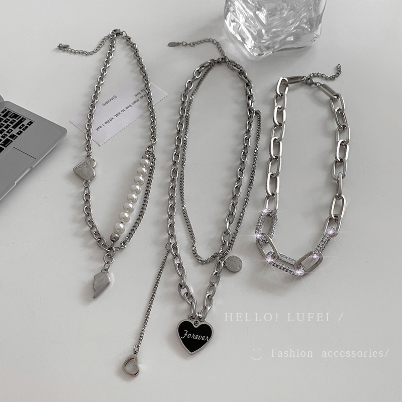 Dây chuyền mặt hình trái tim đính ngọc trai xinh xắn thời trang cho nữ