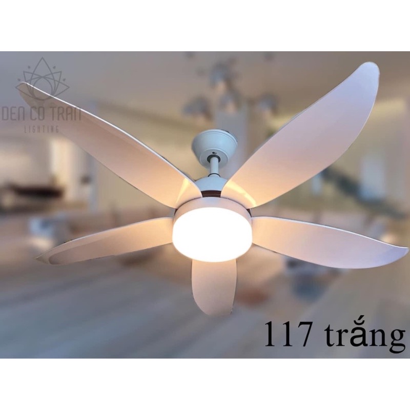 Quạt Trần Đèn 5 Cánh Mầu trắng động cơ lõi đồng