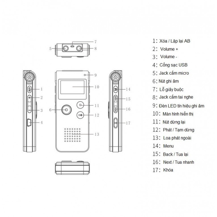 Máy ghi âm chuyên nghiệp SK-012 Dung lượng 8G - hàng nhập khẩu