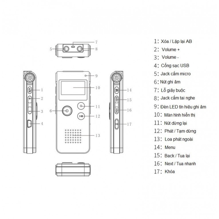 Máy ghi âm chuyên nghiệp SK-012 8G