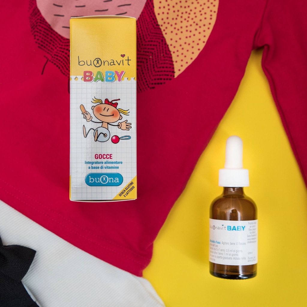 Vitamin tổng hợp nhỏ giọt Buonavit Baby, giúp bồi bổ cơ thể, tăng hấp thu cho trẻ. Lọ 20 ml, vị cốm dễ uống