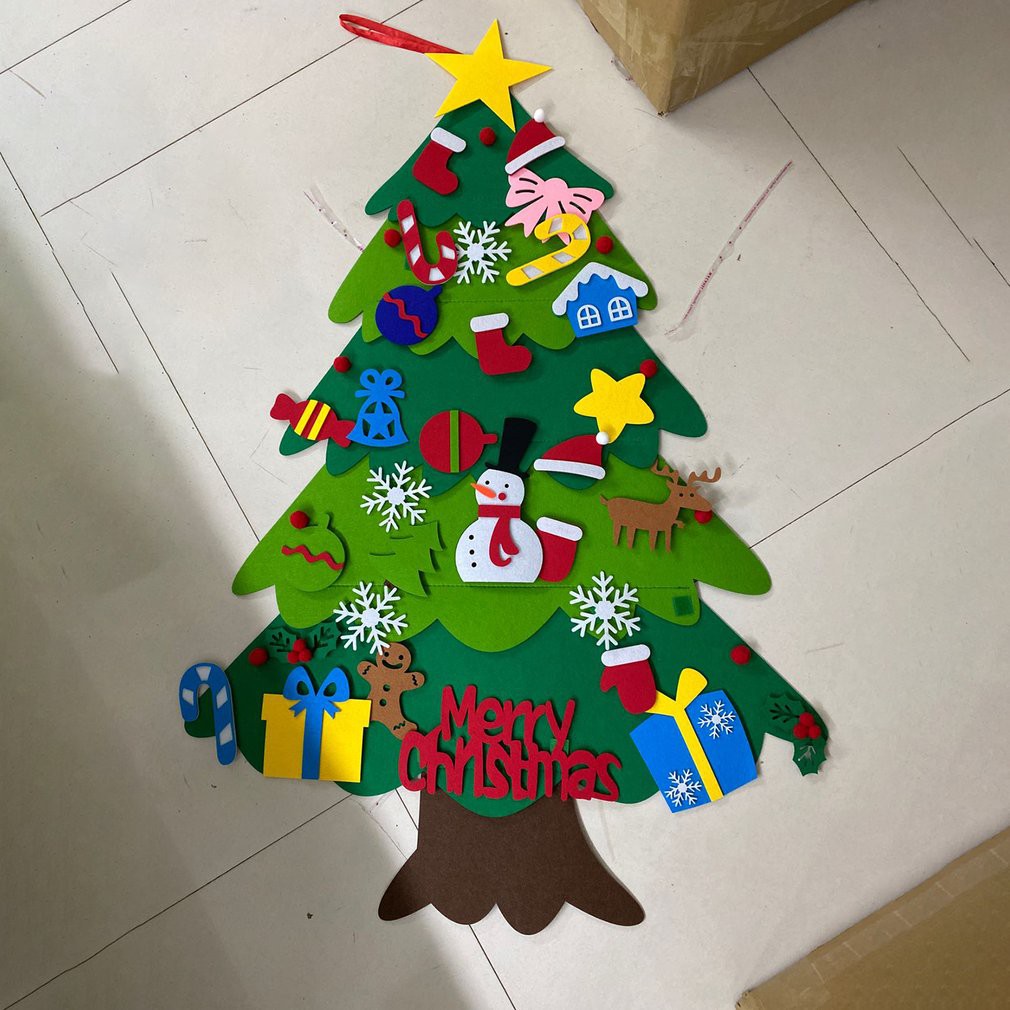 Bộ cây thông Noel vải nỉ tự làm trang trí dịp Giáng Sinh