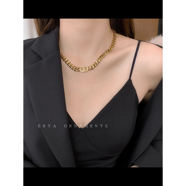 Vòng cổ thép titan dày hình mũi heo phong cách Âu Mỹ đơn giản