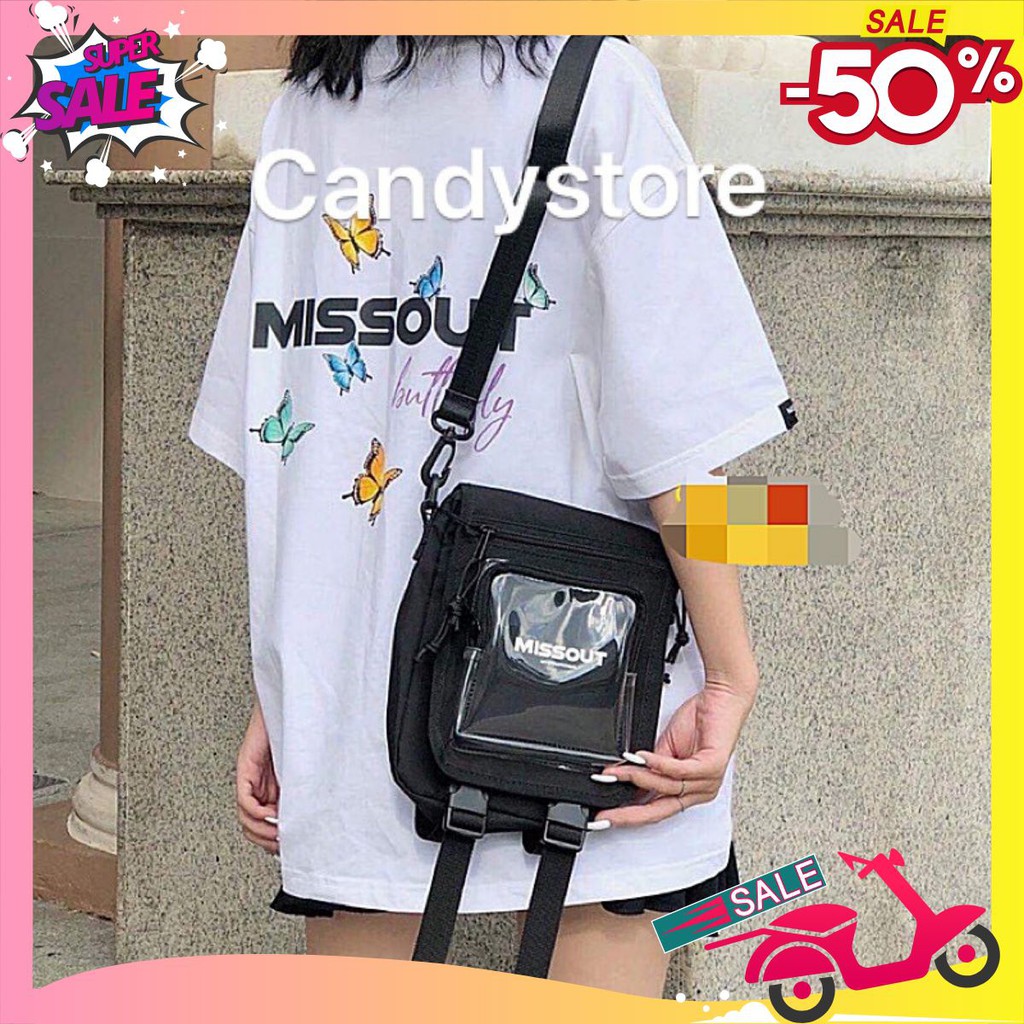 Túi đeo chéo  🦋 MISSOUT túi đeo chéo đeo vai cho nam và nữ chất vải Canvas dáng Unisex