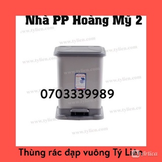 Thùng rác đạp vuông màu  nhựa Tý Liên