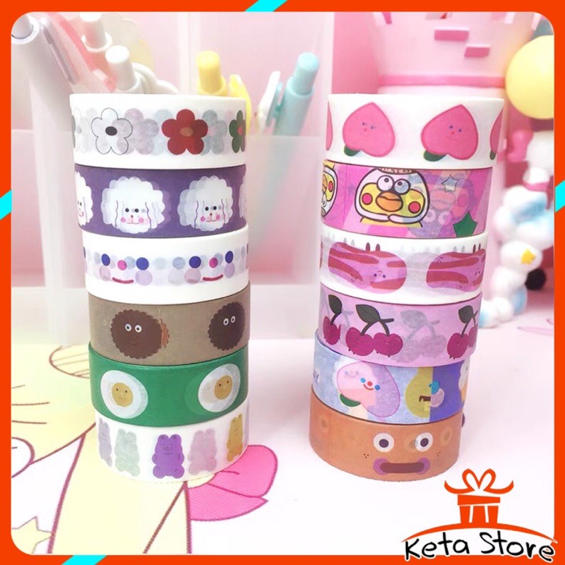 Băng dính Washi tape trang trí sổ học tập nhiều hình dễ thương