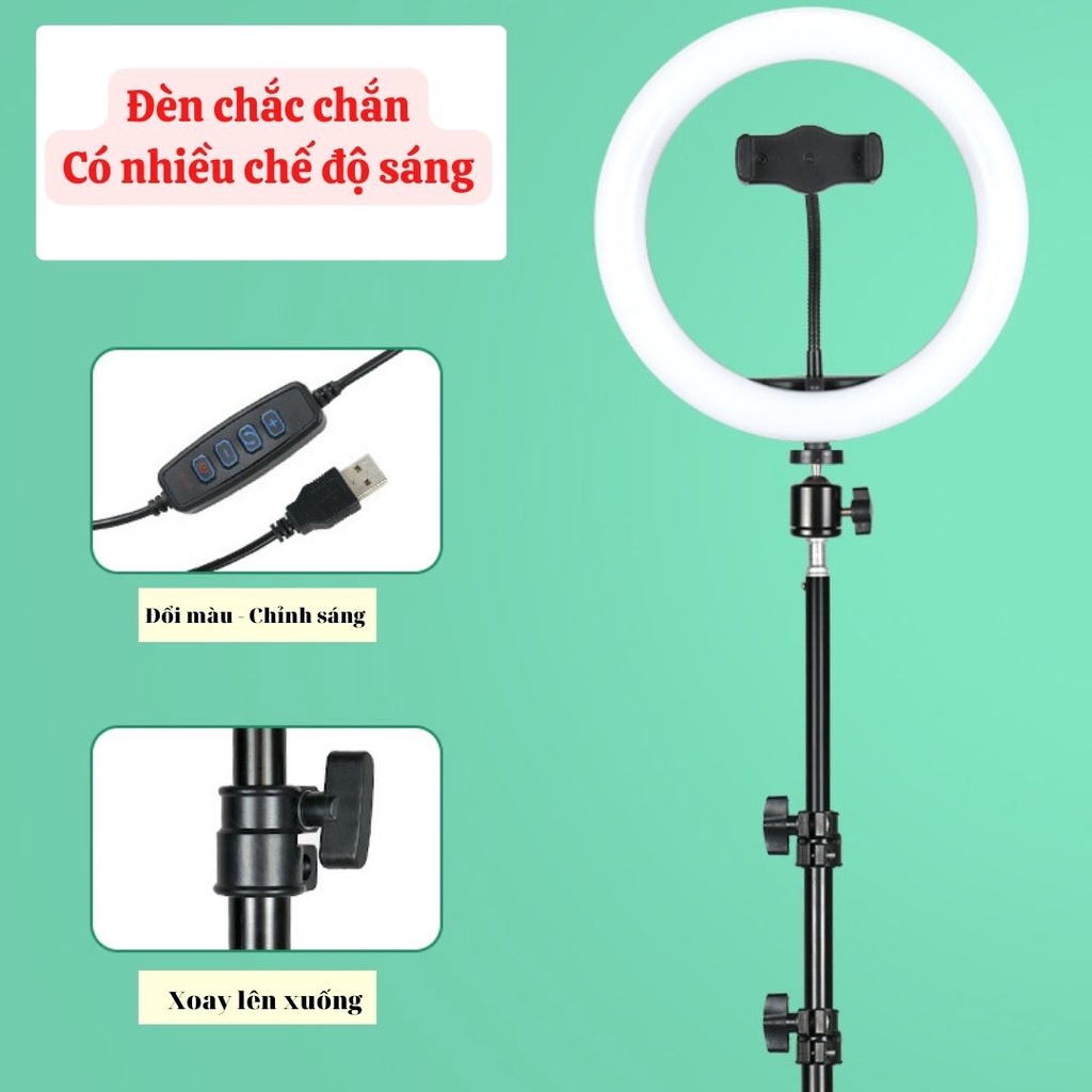 Đèn Livestream Bán Hàng 26cm 30cm 33cm 36cm Đèn Để Bàn Chuyên Dụng 3 Chế Độ Cao Cấp Hỗ Trợ Chụp Ảnh Trang Điểm