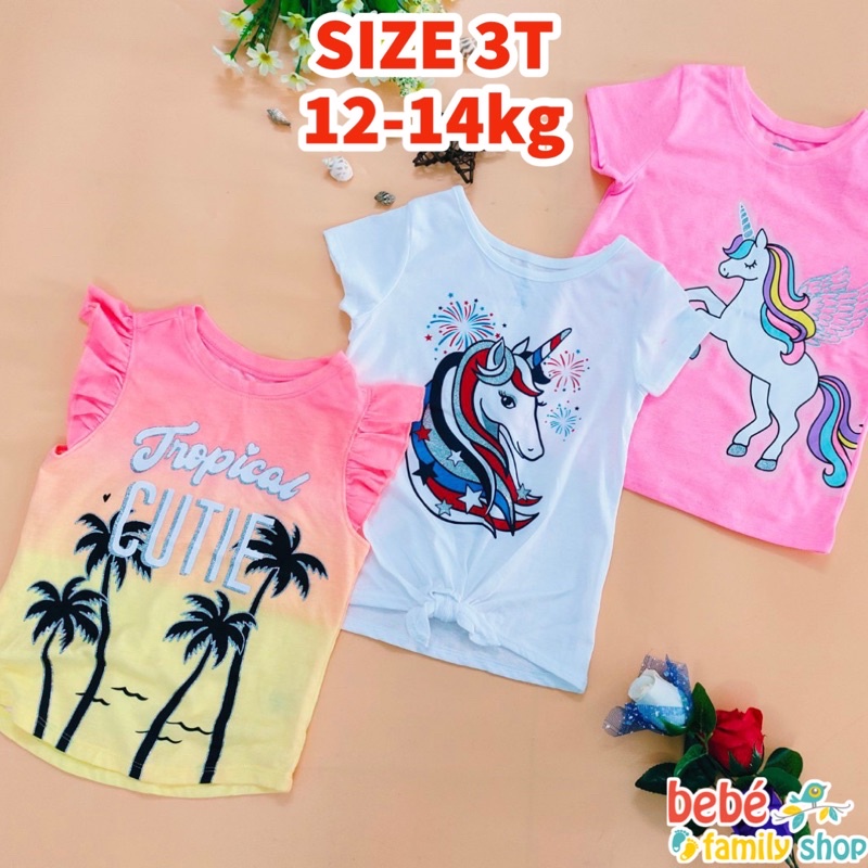 [SIZE 3T] Áo thun bé gái Garanimals xuất dư 11-15kg, áo phông cho bé gái thun cotton 1 2 3 4 5 tuổi - 3T AGG AGS AGP